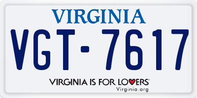 VA license plate VGT7617