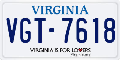 VA license plate VGT7618