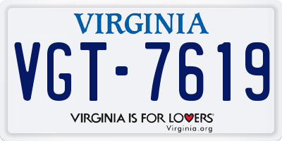 VA license plate VGT7619