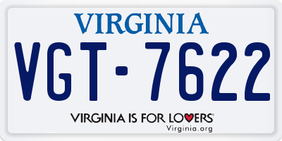 VA license plate VGT7622