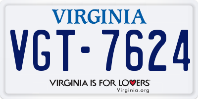 VA license plate VGT7624