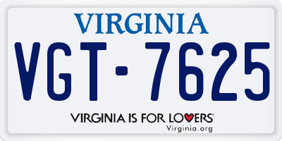 VA license plate VGT7625