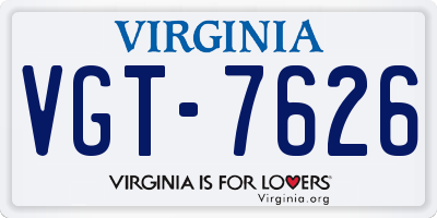 VA license plate VGT7626