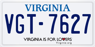 VA license plate VGT7627