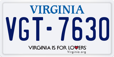 VA license plate VGT7630