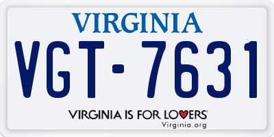 VA license plate VGT7631