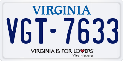 VA license plate VGT7633