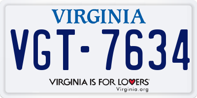 VA license plate VGT7634