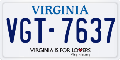 VA license plate VGT7637