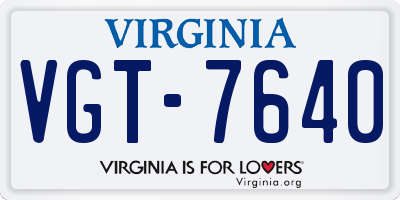 VA license plate VGT7640