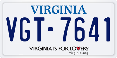 VA license plate VGT7641