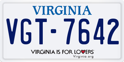 VA license plate VGT7642