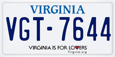 VA license plate VGT7644