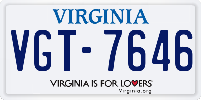 VA license plate VGT7646