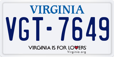 VA license plate VGT7649