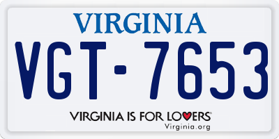 VA license plate VGT7653