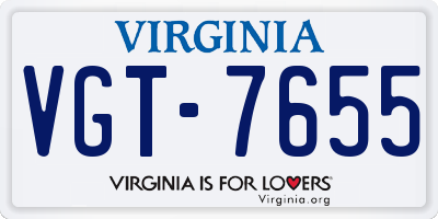 VA license plate VGT7655