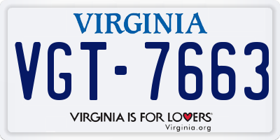 VA license plate VGT7663