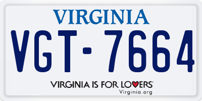 VA license plate VGT7664