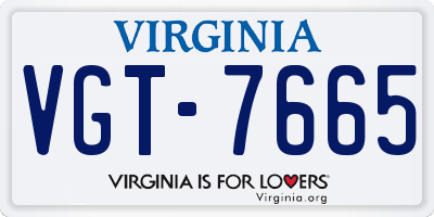 VA license plate VGT7665