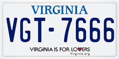 VA license plate VGT7666
