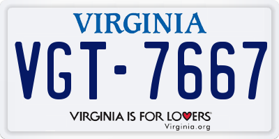 VA license plate VGT7667