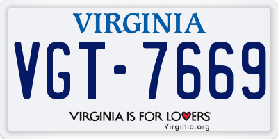 VA license plate VGT7669