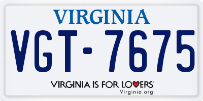 VA license plate VGT7675