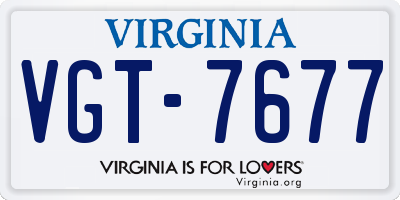 VA license plate VGT7677
