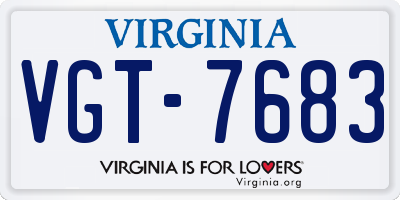 VA license plate VGT7683