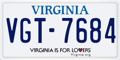 VA license plate VGT7684