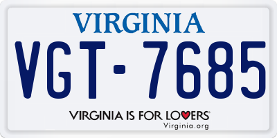 VA license plate VGT7685