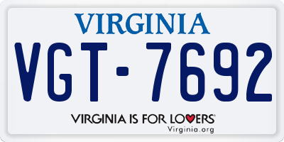 VA license plate VGT7692