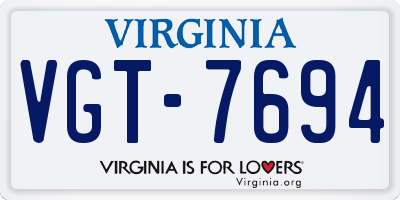 VA license plate VGT7694