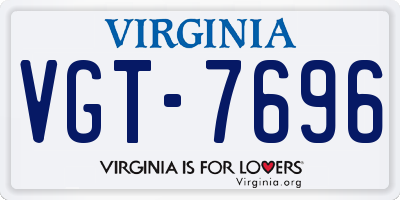 VA license plate VGT7696