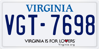 VA license plate VGT7698