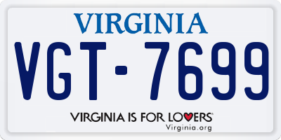 VA license plate VGT7699