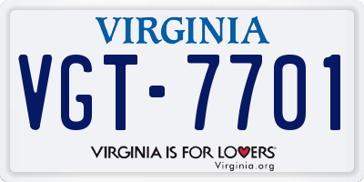 VA license plate VGT7701