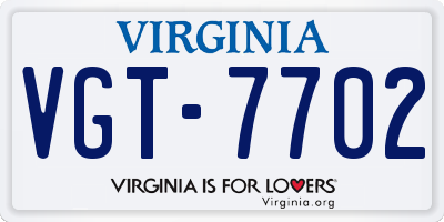 VA license plate VGT7702