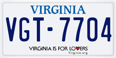 VA license plate VGT7704