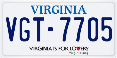 VA license plate VGT7705