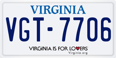 VA license plate VGT7706
