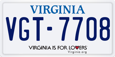VA license plate VGT7708