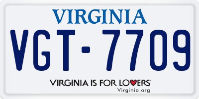 VA license plate VGT7709