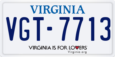 VA license plate VGT7713