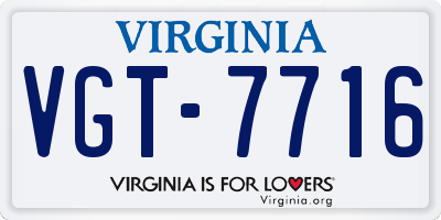 VA license plate VGT7716
