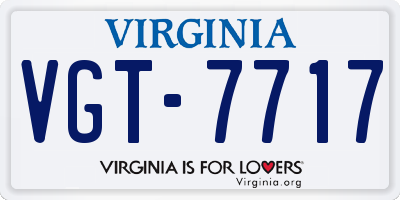 VA license plate VGT7717