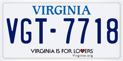 VA license plate VGT7718