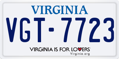 VA license plate VGT7723