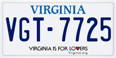 VA license plate VGT7725